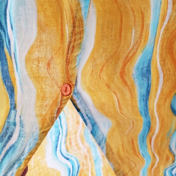 Rachel Zoe Wide Leg Beach Pants Bright Yellow and Blue Open sides - Picture 6 of 14